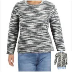 Anthropologie Lou & Grey Marbled Space Dye Zipper‑Back Sweater Size XXS